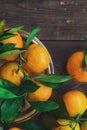 Fresh tangerines on wooden background Royalty Free Stock Photo