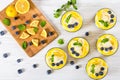 Fresh-tasting summer dessert - Lemon Cheesecake Mousse in cups Royalty Free Stock Photo