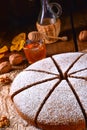 A Fresh and tasty autumnal walnut cake with honey Royalty Free Stock Photo