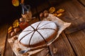 A Fresh and tasty autumnal walnut cake with honey Royalty Free Stock Photo