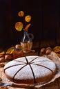 A Fresh and tasty autumnal walnut cake with honey Royalty Free Stock Photo