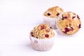 Fresh Tasty Baked Canberry Muffins on White Background Tasty Handmade Cupcakes Copy Space Royalty Free Stock Photo