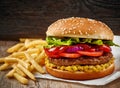 Fresh tasty burger Royalty Free Stock Photo