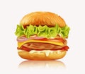 Fresh tasty burger isolated on white background Royalty Free Stock Photo