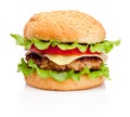 Fresh tasty burger isolated on white background Royalty Free Stock Photo