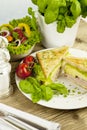 Fresh tasty club sandwich with cheese and ham