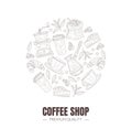 Fresh and Tasty Coffee Shop Symbols Arranged In Circle