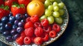 fresh tasty fruit selection on a plate Royalty Free Stock Photo