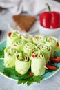 Fresh and tasty green vegetarian spring rolls Royalty Free Stock Photo