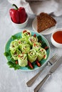 Fresh and tasty green vegetarian spring rolls Royalty Free Stock Photo