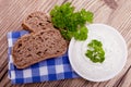 Fresh tasty herbal creme cheese and bread Royalty Free Stock Photo