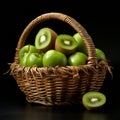 Fresh And Tasty Kiwi Basket With Apple
