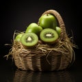 Fresh And Tasty Kiwi Basket With Green Apples - A Delicious Delight