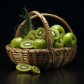 Fresh And Tasty Kiwi Basket With Green Apples - John Wilhelm Style