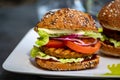 Fresh tasty meat free vegetarian burger made from high quality organic ingredients