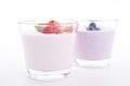 Fresh tasty strawberry blueberry yoghurt shake cream