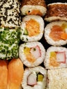 Fresh tasty sushi rolls set seen from above Royalty Free Stock Photo