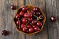 Fresh tasty sweet many cherries in bowl Royalty Free Stock Photo