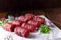 Fresh and tasty true raw beef roulades