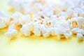 Fresh white popcorn. Light background. Fried Corn