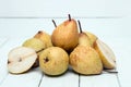 Fresh tasty yellow pear fruits isolated on a white background. Royalty Free Stock Photo