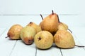 Fresh tasty yellow pear fruits isolated on a white background. Royalty Free Stock Photo