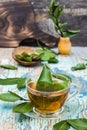 Fresh tea from bay leaf in a cup Royalty Free Stock Photo