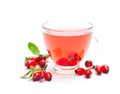 Fresh tea with rosehip isolated on white Royalty Free Stock Photo