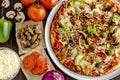 Fresh Thin Crust Supreme Pizza Royalty Free Stock Photo