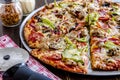 Fresh Thin Crust Supreme Pizza Royalty Free Stock Photo