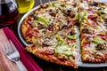 Fresh Thin Crust Supreme Pizza Royalty Free Stock Photo