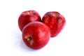 Fresh three red apples isolated