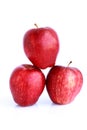 Fresh three red apples isolated