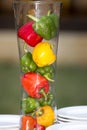 Fresh Three sweet Red, Yellow, Green Peppers in jar Royalty Free Stock Photo