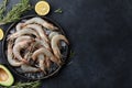 Fresh tiger prawns in a plate with ice Royalty Free Stock Photo