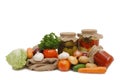 Fresh and tinned vegetables