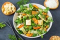 Fresh tofu salad with sesame seeds, corn salad, apricote and bamboo Royalty Free Stock Photo