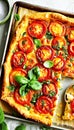 Fresh Tomato and Basil Tart on Tray