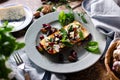 Fresh tomato bruschetta with blue cheese