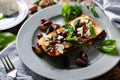 Fresh tomato bruschetta with blue cheese