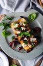 Fresh tomato bruschetta with blue cheese