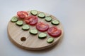 Fresh tomato and cucumber slices Royalty Free Stock Photo