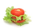 Fresh tomato with fresh lettuces salad
