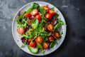 Fresh Tomato and Greens Salad Plate AI Generated