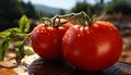 Fresh tomato, healthy vegetable, organic food, ripe leaf, wet drop generated by AI Royalty Free Stock Photo