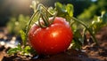 Fresh tomato, nature healthy, organic, green drop of refreshment generated by AI Royalty Free Stock Photo