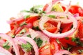 Fresh tomato salad inside transparent bowl Royalty Free Stock Photo