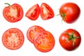 fresh tomato slices isolated on white background. close up. top view Royalty Free Stock Photo