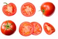 fresh tomato slices isolated on white background. close up. top view Royalty Free Stock Photo