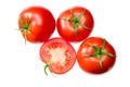 fresh tomato slices isolated on white background. close up. top view Royalty Free Stock Photo